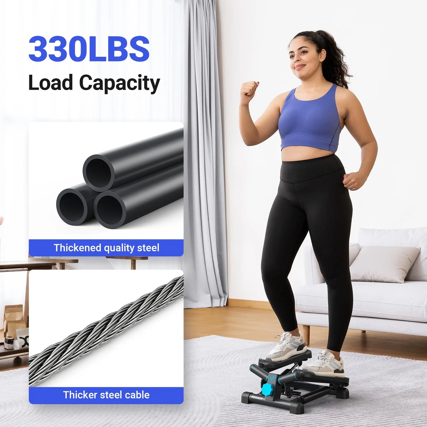 MERACH Mini Stepper With Resistance Band 330Lbs Capacity