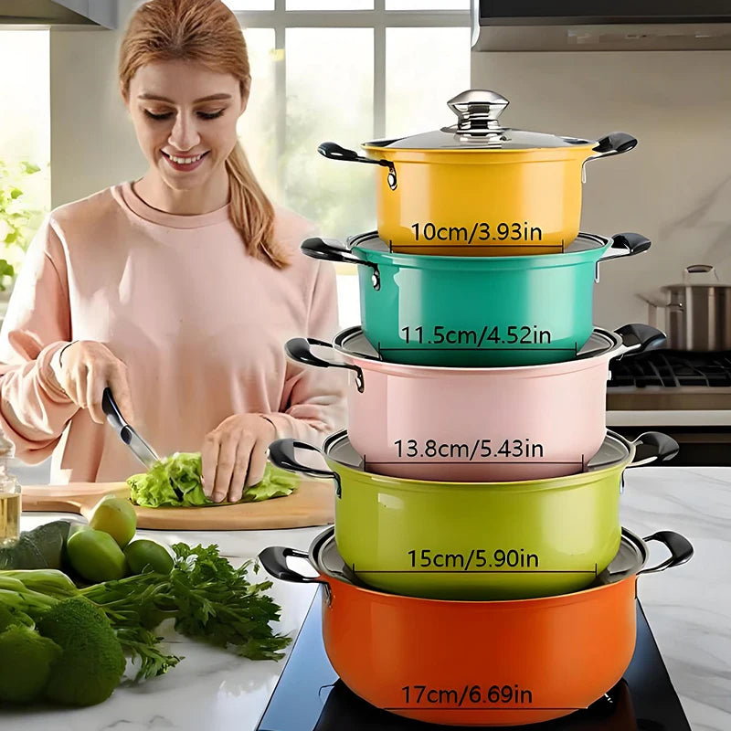 10 Piece Stainless Steel Cookware Set Multi Colored Non Stick Cookware Set Ideal for Kitchens and Restaurants Perfect Gift