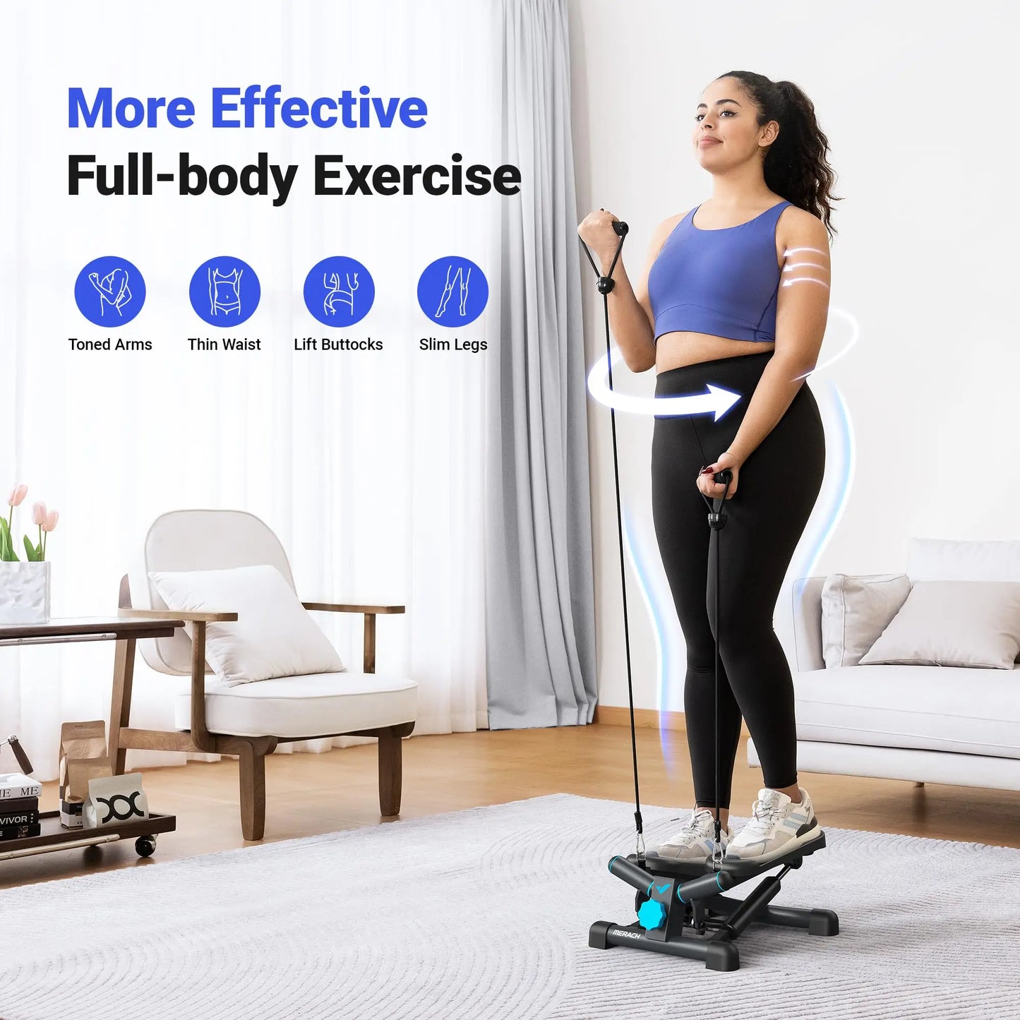 MERACH Mini Stepper With Resistance Band 330Lbs Capacity