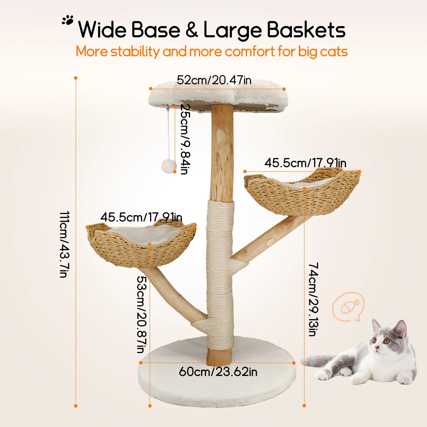 Bingopaw Cat Tree Tower Condo Furniture with Scratch Post for Kittens and Pet House Play