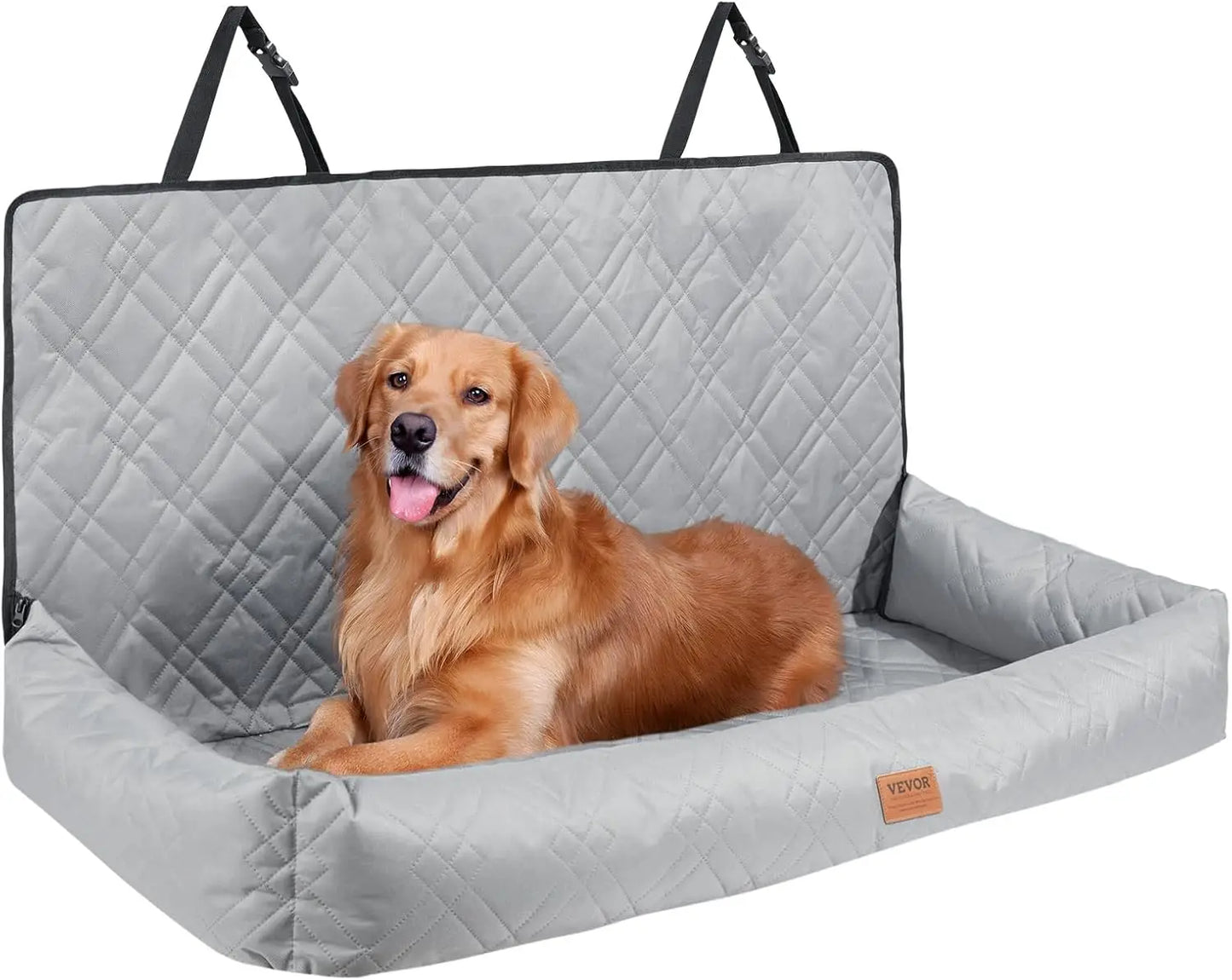 Dog Car Seat Waterproof Dog Booster Seat for Car Pet Seat with Clip-On Safety Leash PP Cotton Filling Vehicle Bed for Medium and Large Pets Up to 100 Pounds