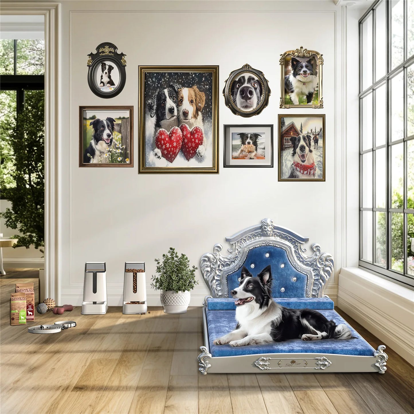 Bingopaw Luxury Pet Bed With Headboard Dutch Velvet Dog Cat Bed For Medium And Large Dogs European Style Noble Pet Bed