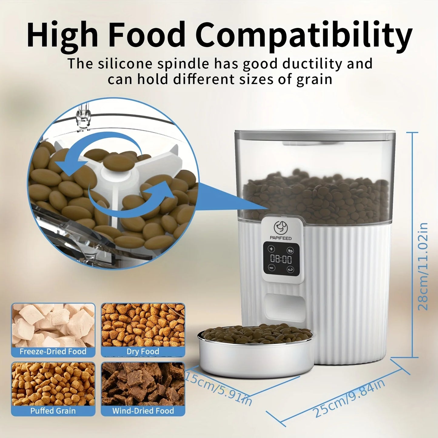 PAPIFEED Smart Automatic Cat And Dog Feeder With WiFi Remote Control And LCD Display