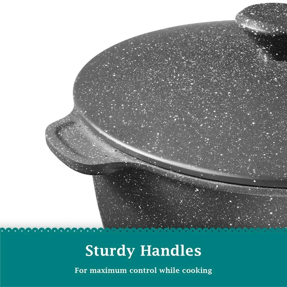 Charcoal Speckle Country Charm Cast Aluminum Dutch Oven 5 Quart Pioneer Woman Classic Cookware Casserole Pot Rustic Kitchen Chic