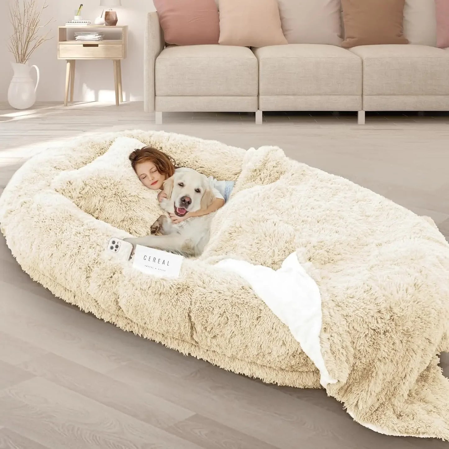 Human Dog Bed 71 Inch by 45 Inch by 12 Inch Size Washable Giant People Dog Bed with 10 CM Thick Memory Foam Large Oversize Dog Bed