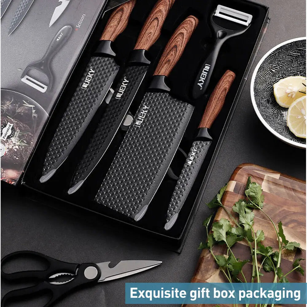 Stainless Steel Kitchen Knife Set Forged With Peeler