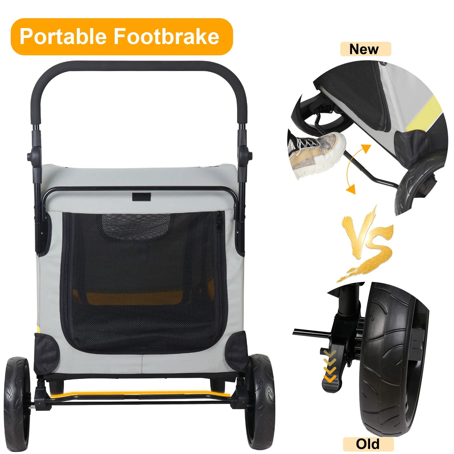 Premium Dog Stroller Pram Foldable Cart Travel Walk Pet Jogger Wagon for Small Medium Large Dogs