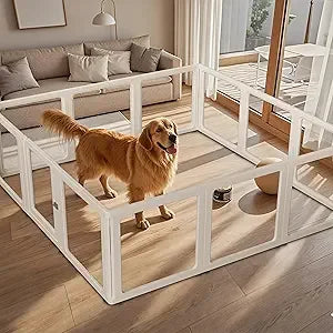 Citylife Dog Playpen with Door Clear Pet Playpen for Indoor Outdoor Easy to Install Puppy Playpen for Dogs Cats and Bunnies