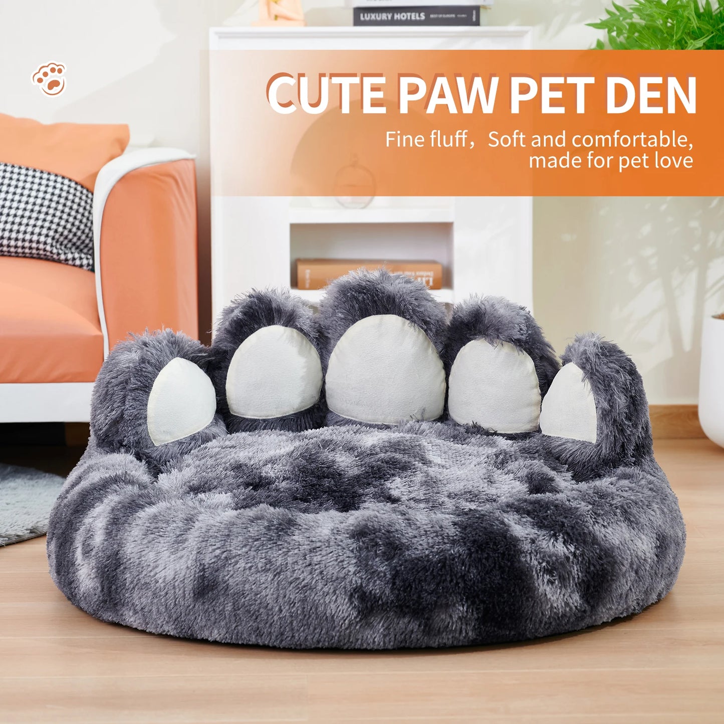 Cozy Comfy Paw Shape Dog Bed Warm Cushion for Fluffy Pets Deep Sleeping Thickened Mat