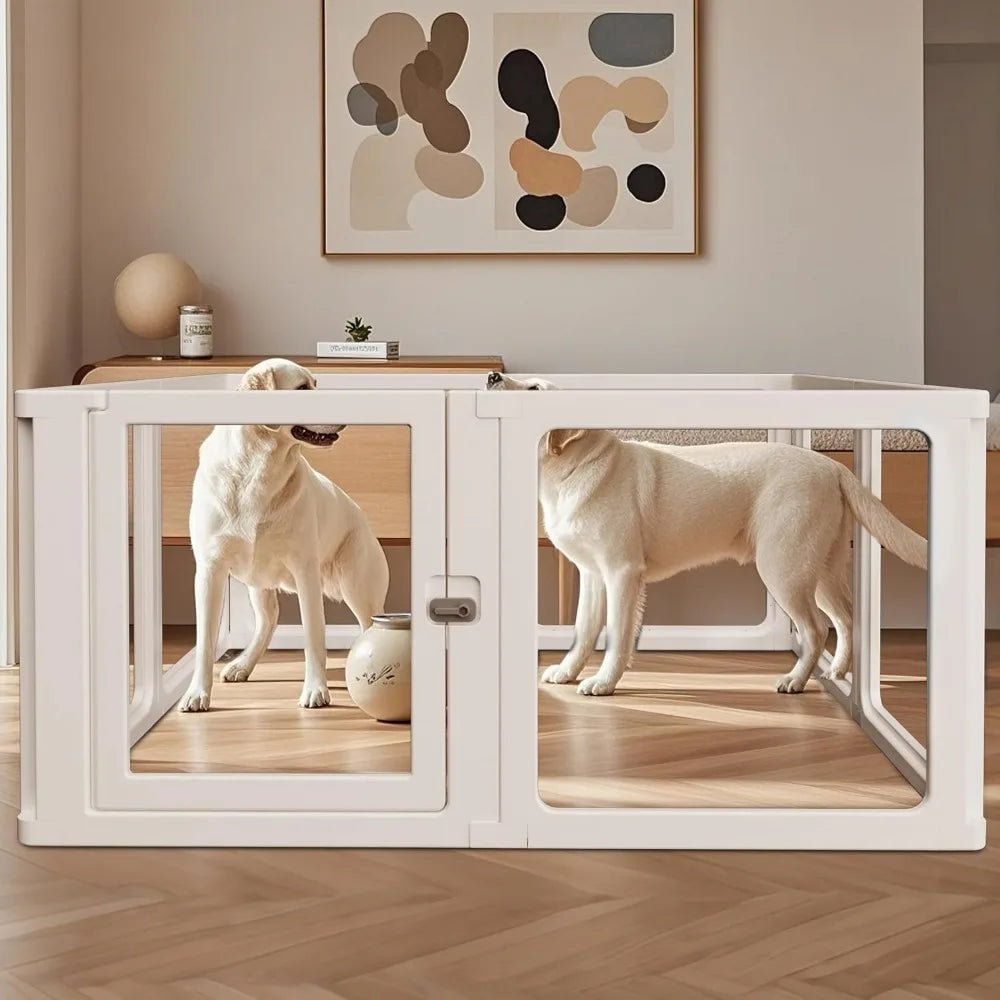 Citylife Dog Playpen with Door Clear Pet Playpen for Indoor Outdoor Easy to Install Puppy Playpen for Dogs Cats and Bunnies