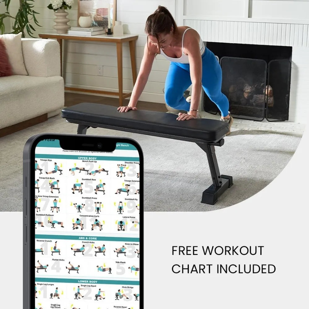 Gym Quality Foldable Supine Board Multi-Purpose Weight Training and Ab Exercises Free PDF Workout Chart Included