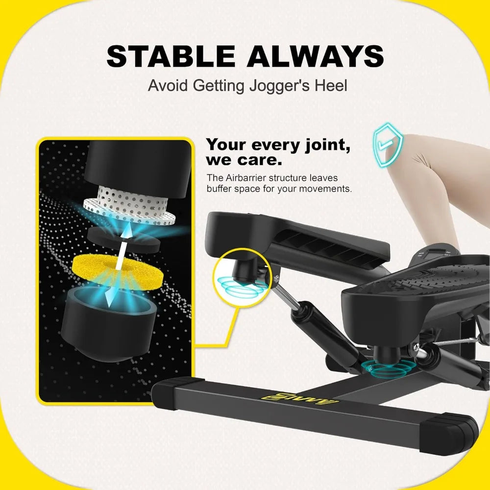 Stepper Machine with Resistance Bands Mini Stepper 300LBS Weight Capacity Twist Stepper for Full Body Workout