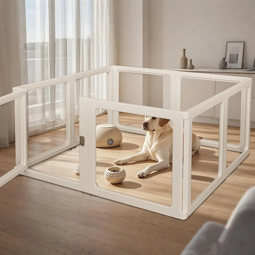 Citylife Dog Playpen with Door Clear Pet Playpen for Indoor Outdoor Easy to Install Puppy Playpen for Dogs Cats and Bunnies
