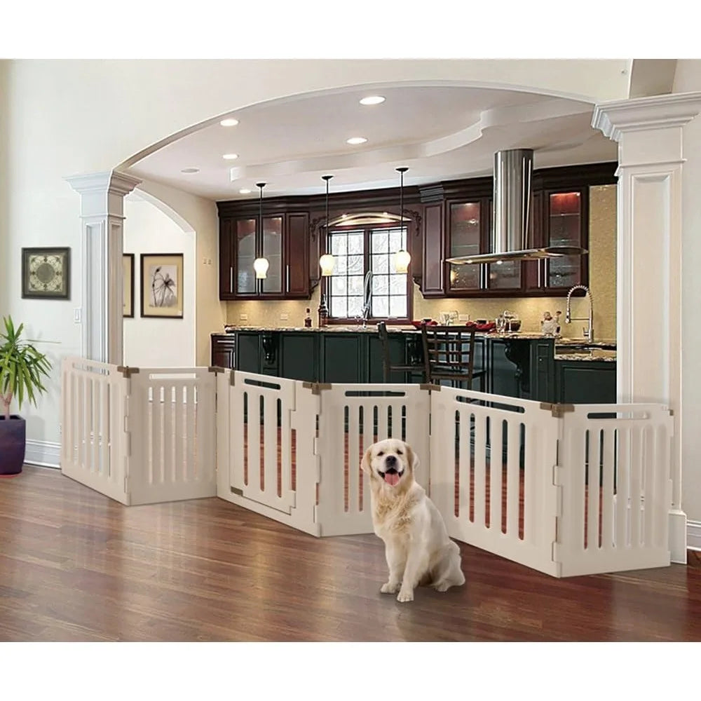 Convertible Indoor Outdoor Pet Playpen Large Soft Tan Mocha 3 in 1 Freestanding Gate and Room Divider