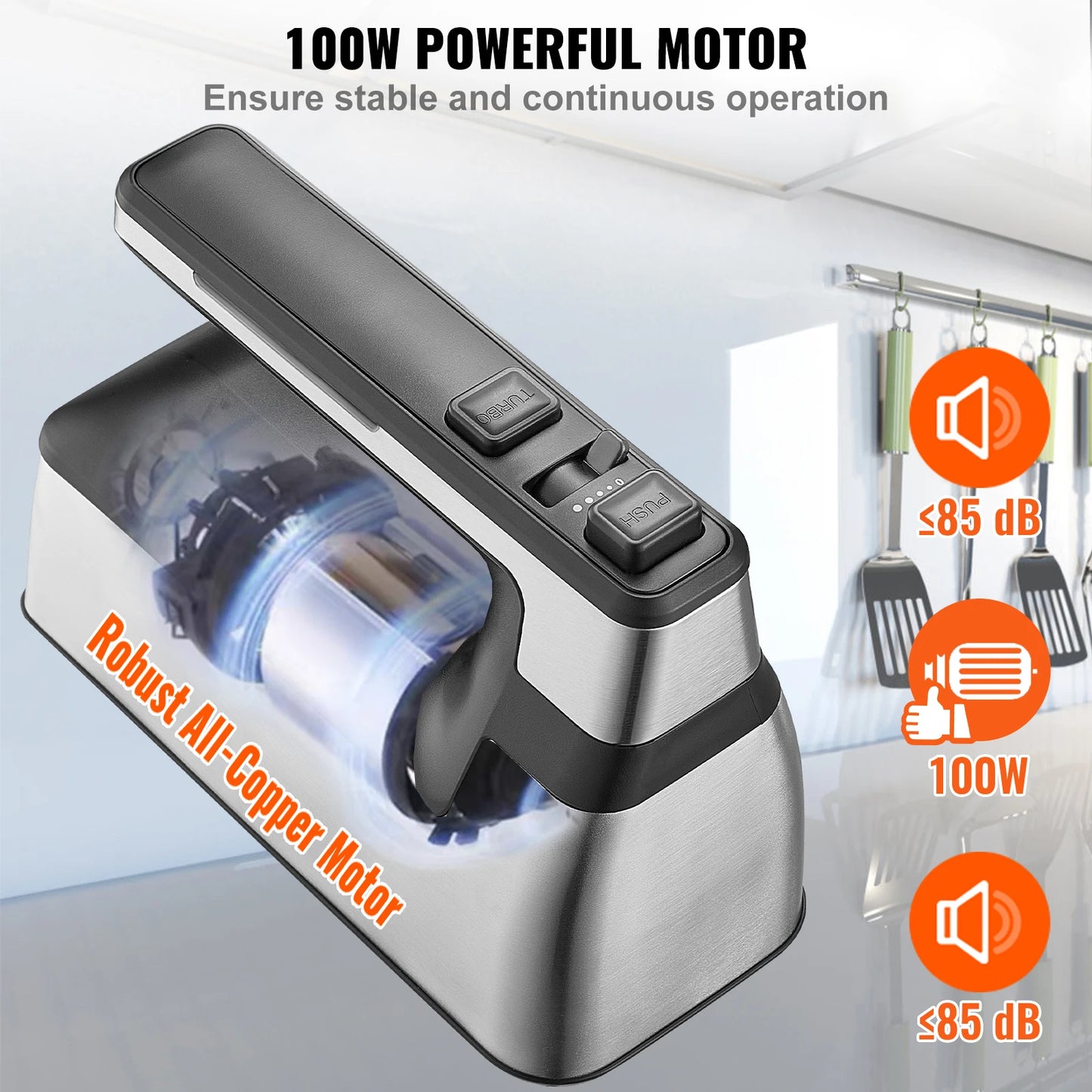 VEVOR Cordless Electric Hand Mixer 5 Gear Speed Handheld Mixer for Baking Whipping Mixing Eggs Cookies Cakes and Cream