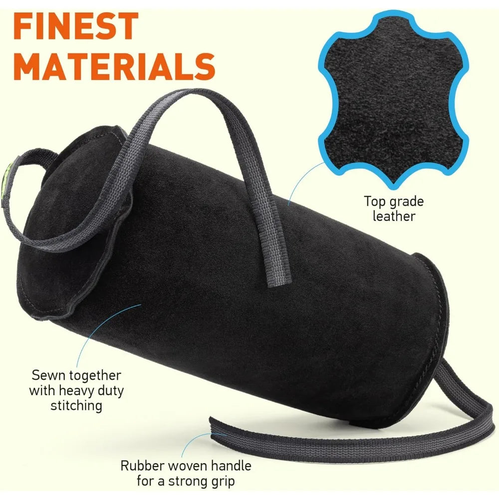 Viper Leather Cylinder Bite Pillow Tug Toy for Adult Dogs and Puppies