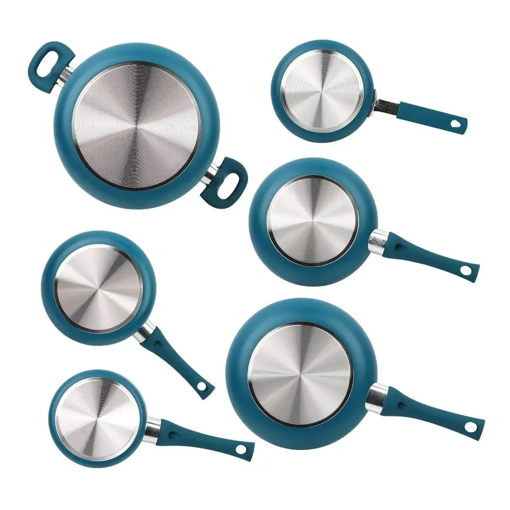 12 Piece Corsair Blue Nonstick Aluminum Cookware Set Home Kitchen Utensil Collection