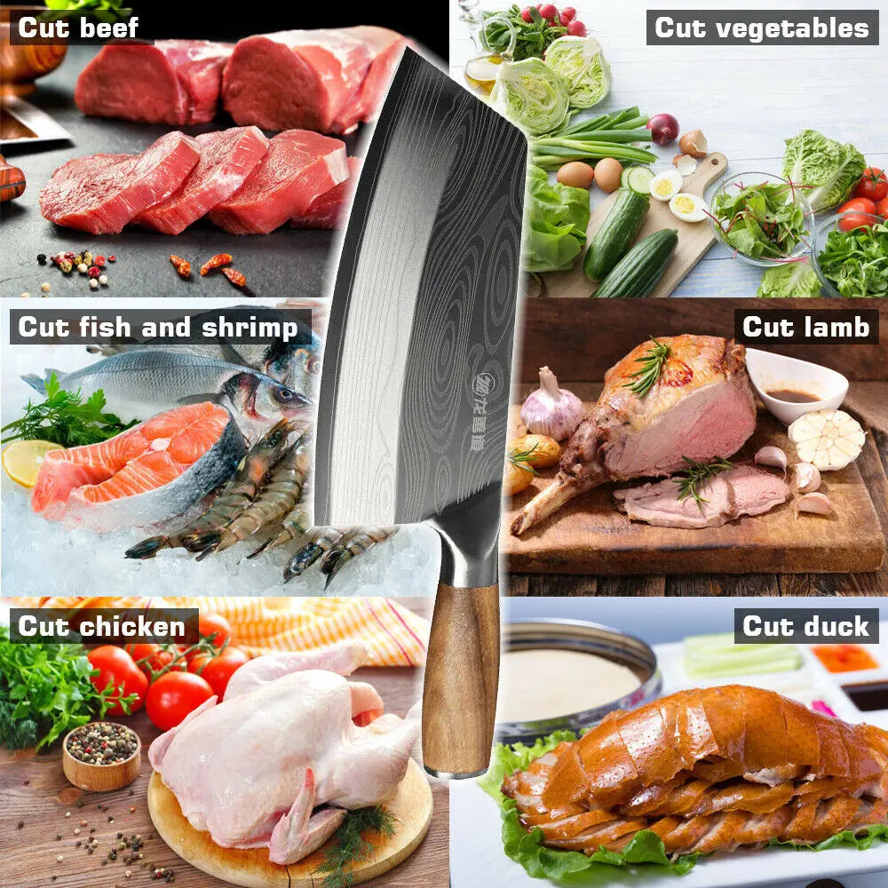 Zeng Damascus Cleaver Knife Stainless Steel Chef Knife