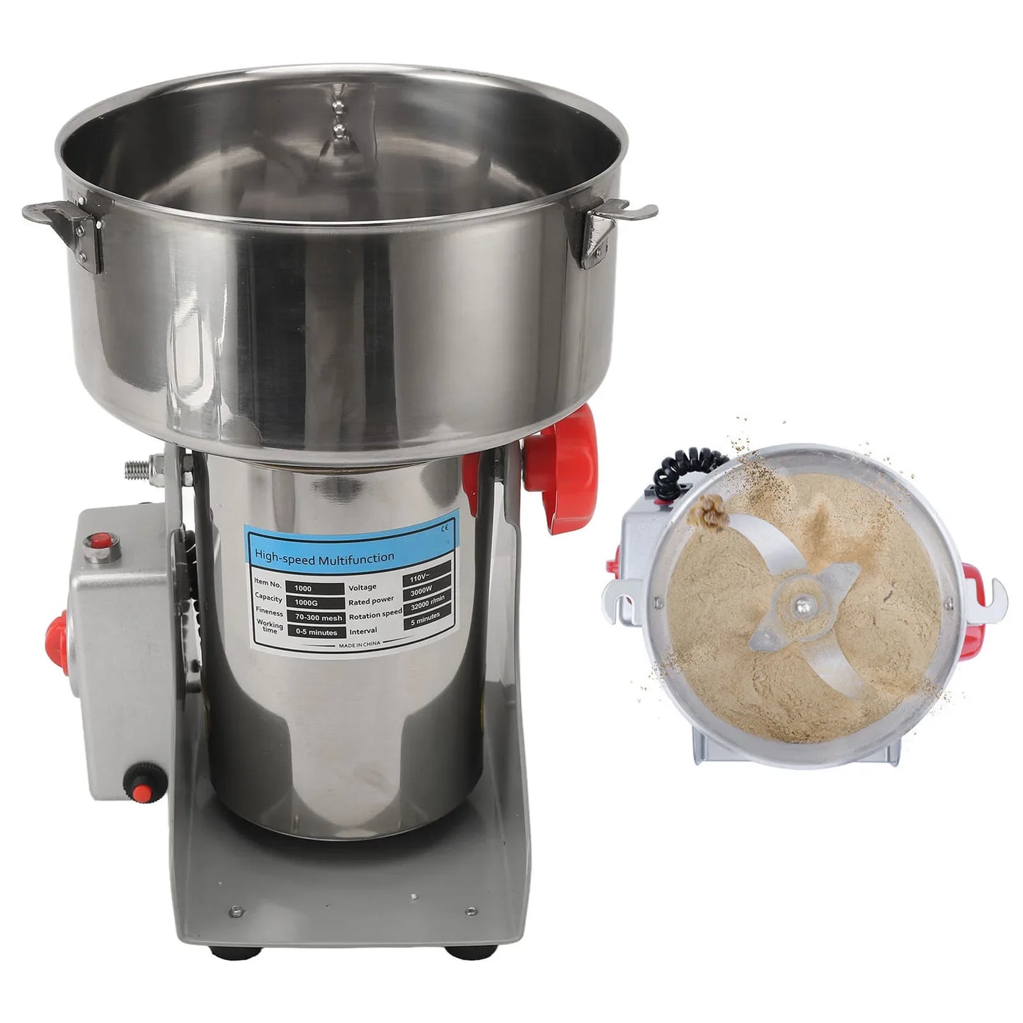 1000g Electric Grinding Machine High Speed Swing Commercial Grain Mill Grinder for Spices Coffee Beans Seasonings Rice