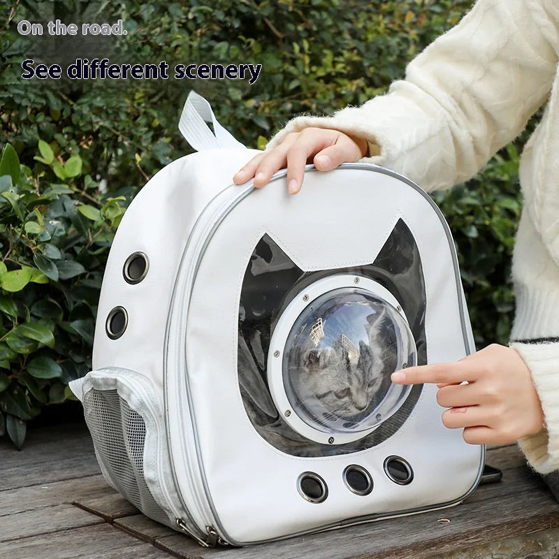 Space Capsule Pet Backpack 360 Degree View Breathable Mesh Safety Strap Cat Carrier Dog Carrier Transparent Bubble