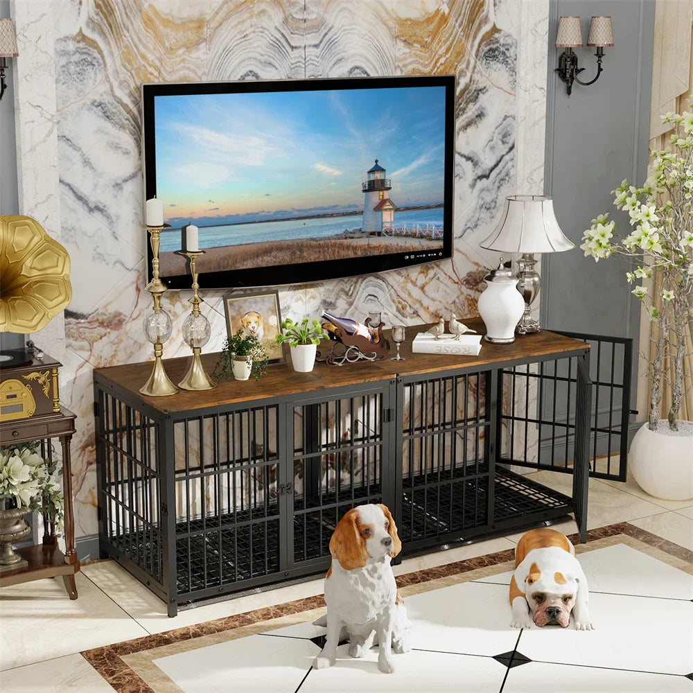 BORWARTH Wood Dog Crate End Table Kennel Removable Tray