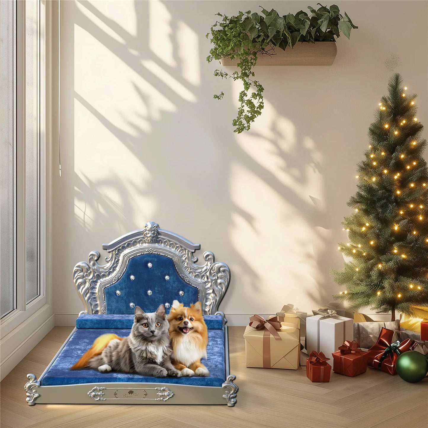 Bingopaw Luxury Pet Bed With Headboard Dutch Velvet Dog Cat Bed For Medium And Large Dogs European Style Noble Pet Bed