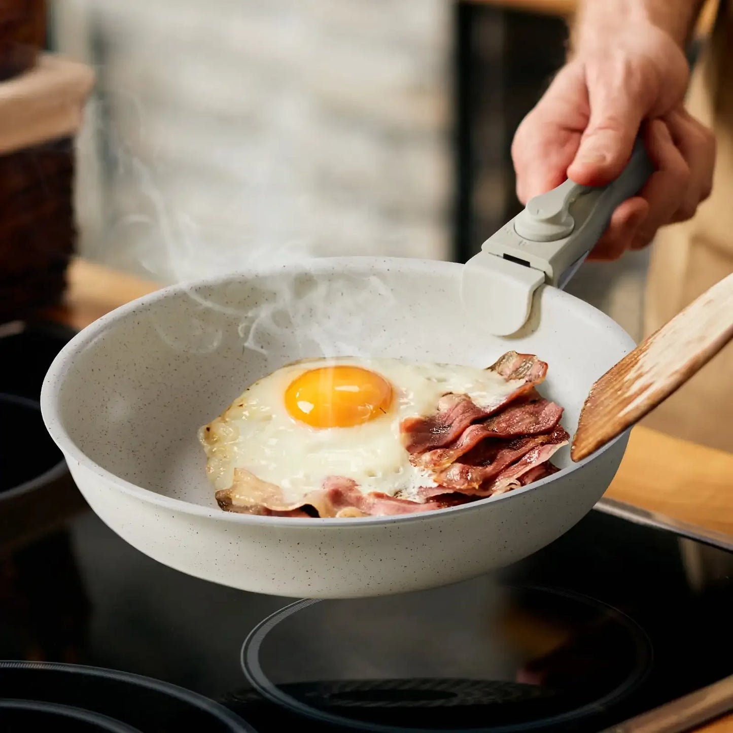 12PCS Non Stick Cookware Set Pots and Pans Set with Spatula and Detachable Handle for Kitchen