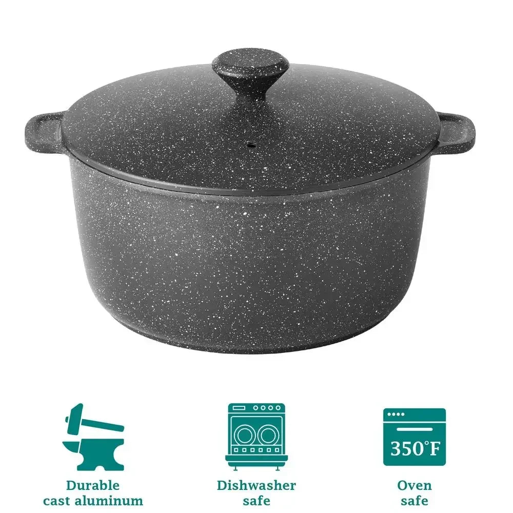 Charcoal Speckle Country Charm Cast Aluminum Dutch Oven 5 Quart Pioneer Woman Classic Cookware Casserole Pot Rustic Kitchen Chic