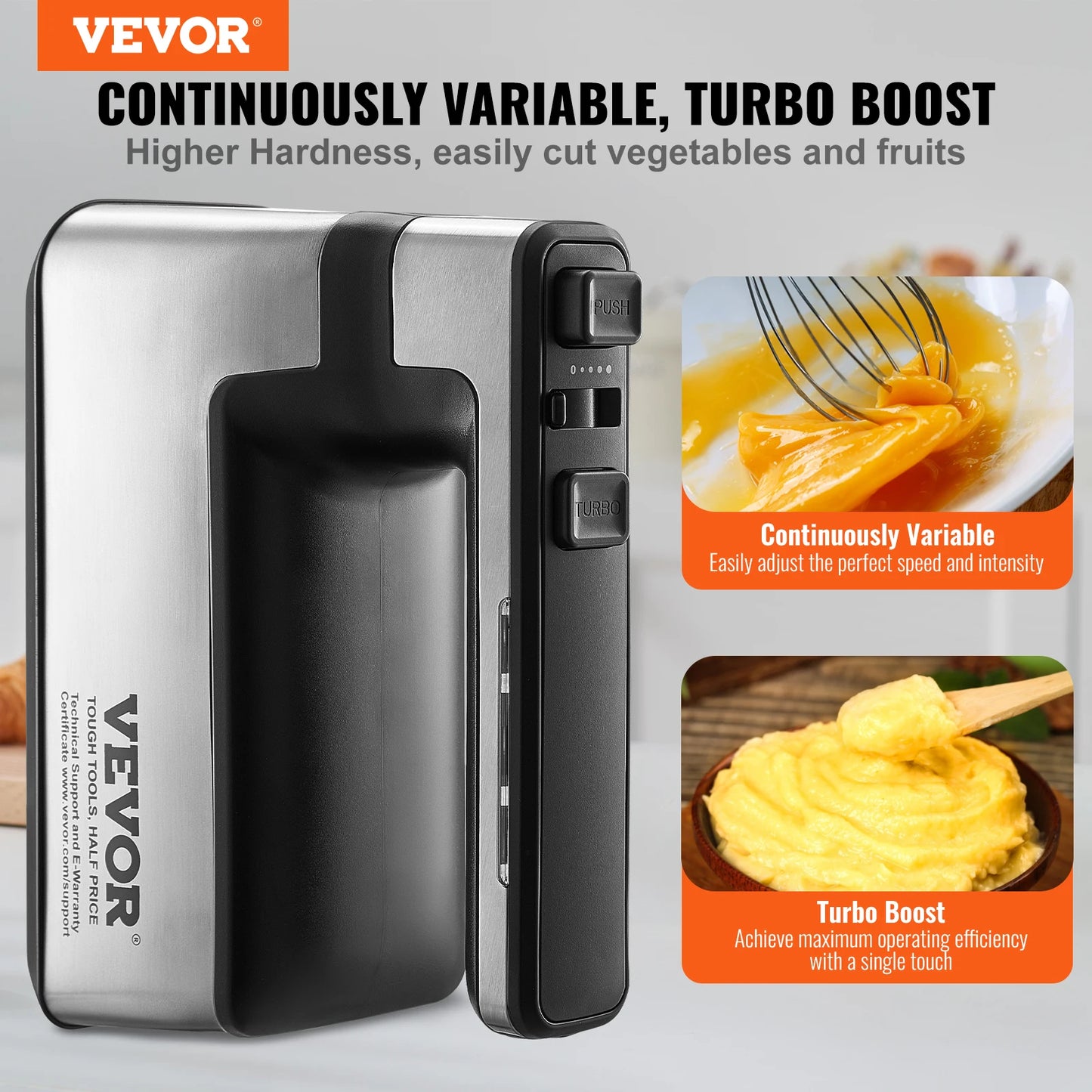 VEVOR Cordless Electric Hand Mixer 5 Gear Speed Handheld Mixer for Baking Whipping Mixing Eggs Cookies Cakes and Cream