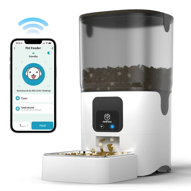 Papifeed Automatic Cat Feeder Smart WiFi Timed Pet Food Dispenser 6L for Cats and Dogs