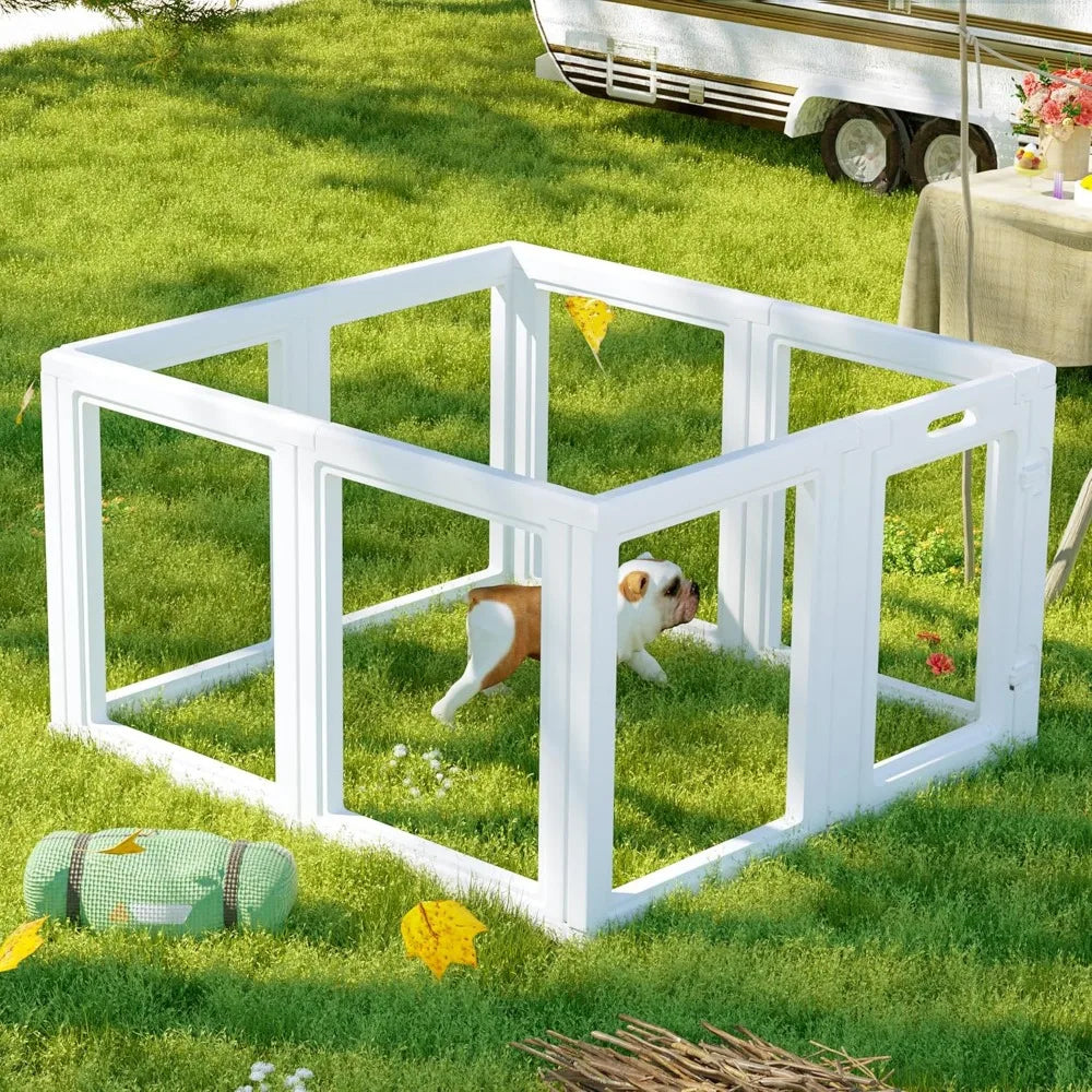 Citylife Dog Playpen with Door Clear Pet Playpen for Indoor Outdoor Easy to Install Puppy Playpen for Dogs Cats and Bunnies