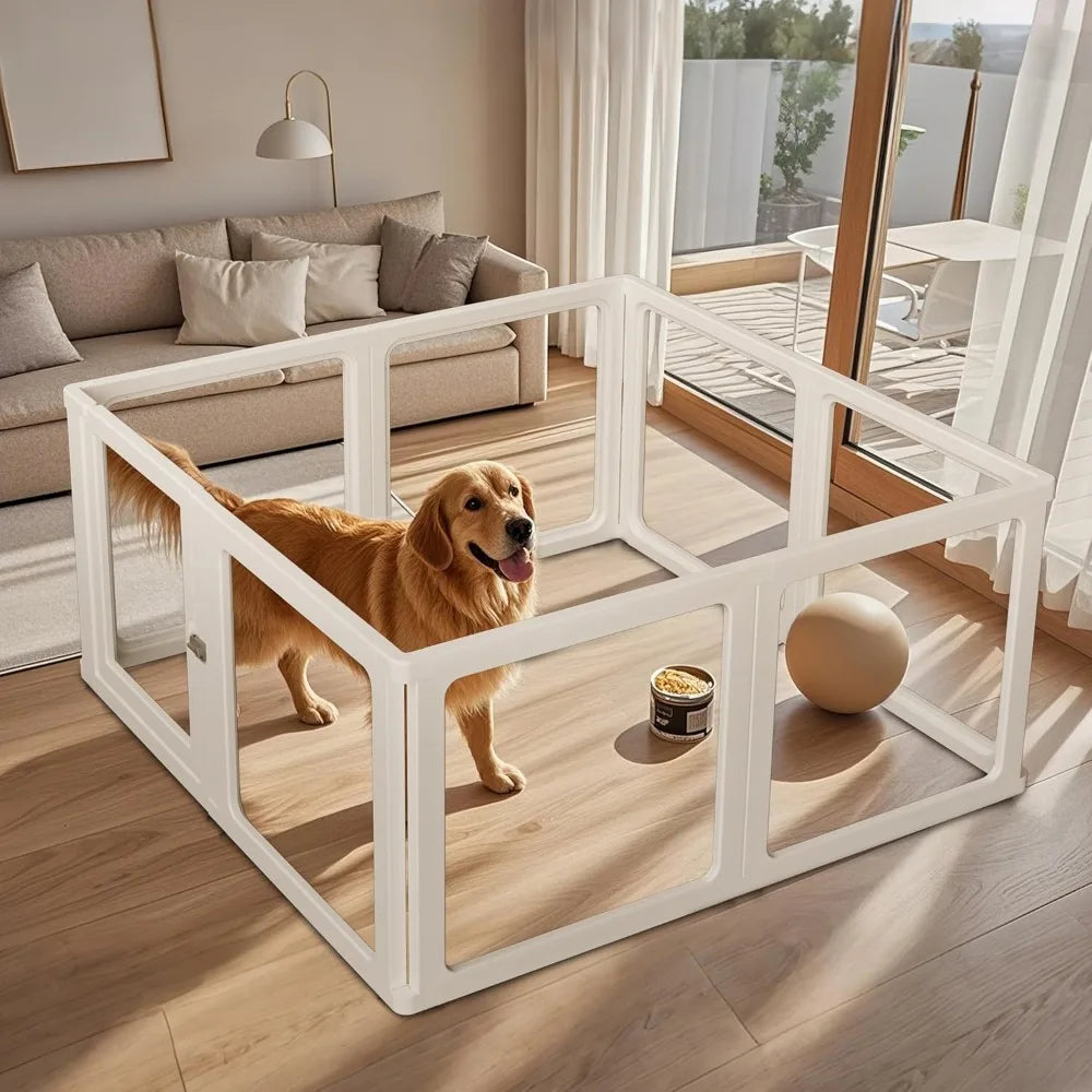 Citylife Dog Playpen with Door Clear Pet Playpen for Indoor Outdoor Easy to Install Puppy Playpen for Dogs Cats and Bunnies