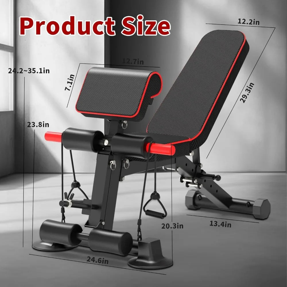 Adjustable Weight Bench Foldable Utility Workout Bench for Home Gym Incline Decline Full Body Workout 600LB Capacity