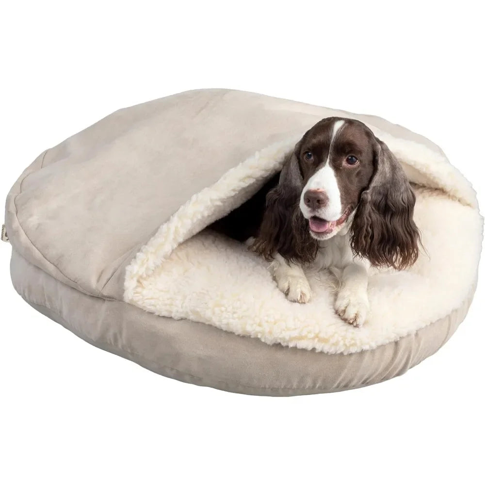GUANGBAI Luxury Microsuede Cozy Cave Pet Bed Durable Cover