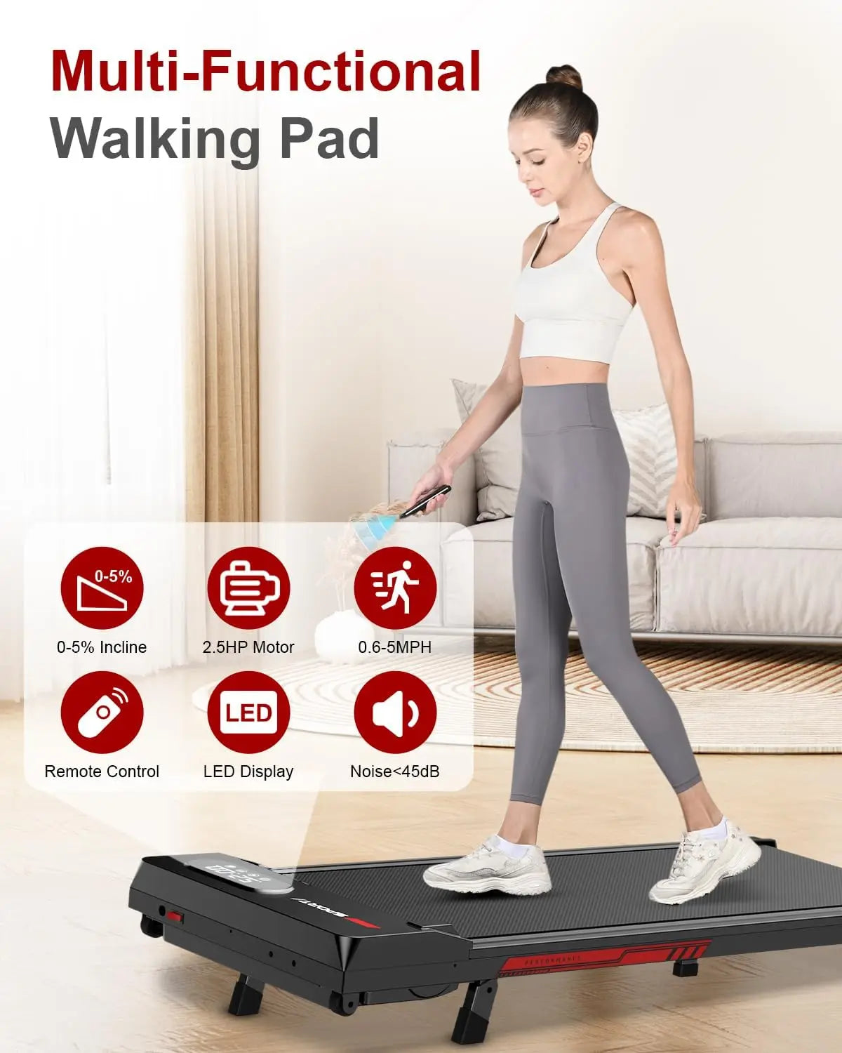 Walking Pad 5MPH Under Desk Portable Treadmill for Home Efficient Exercise Machine