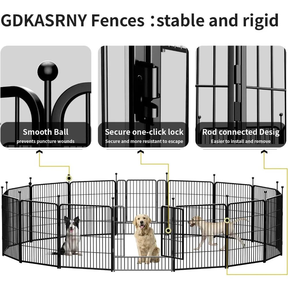 Portable Dog Playpen Heavy Duty Metal Exercise Fence Indoor Outdoor for Small Medium Large Dogs
