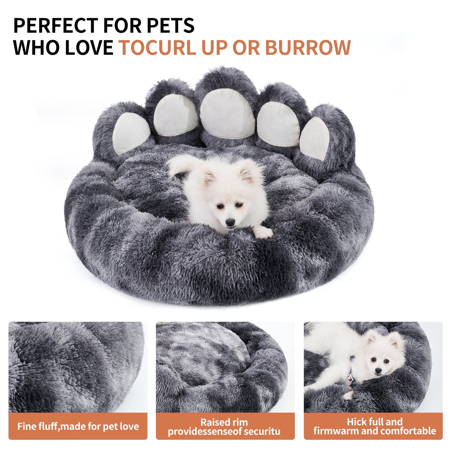 Cozy Comfy Paw Shape Dog Bed Warm Cushion for Fluffy Pets Deep Sleeping Thickened Mat