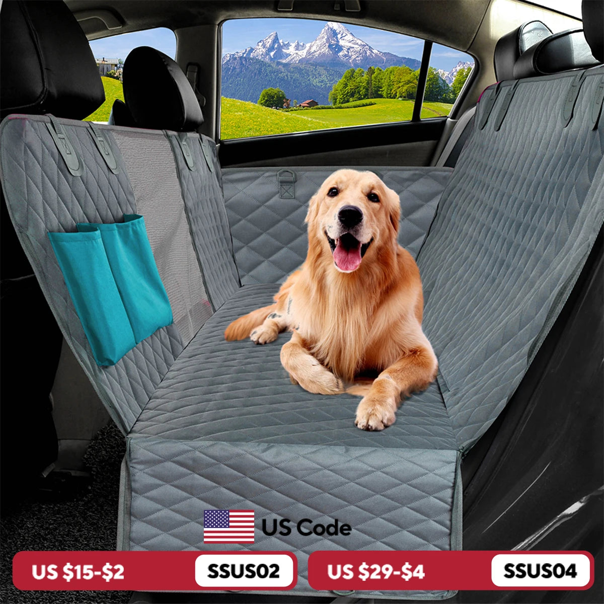 Petravel Dog Car Seat Cover Waterproof Pet Travel Hammock Rear Seat Protector Mat Safety Carrier for Dogs