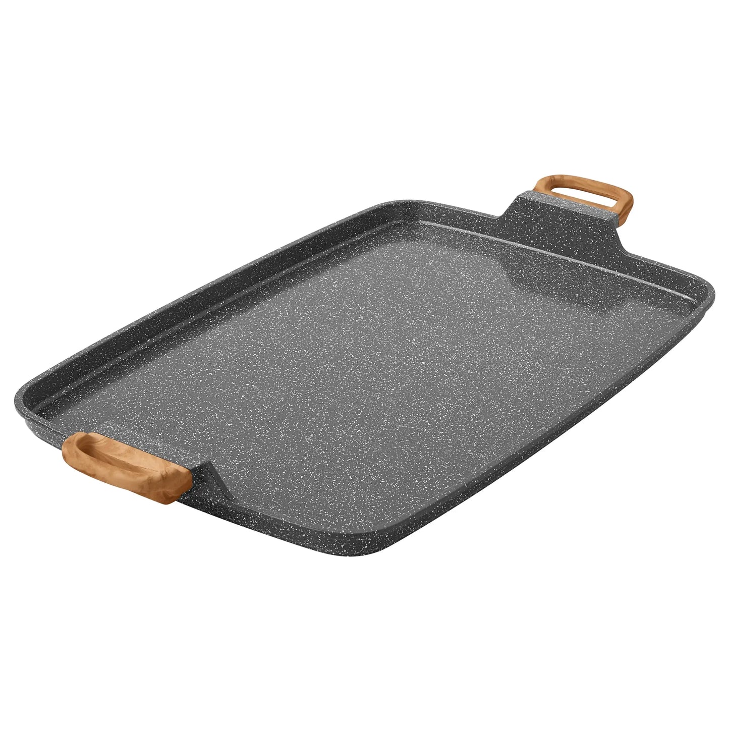 Cast Aluminum Double Griddle Charcoal Grey Speckled Easy Cooking and Cleaning Everyday Kitchen Use