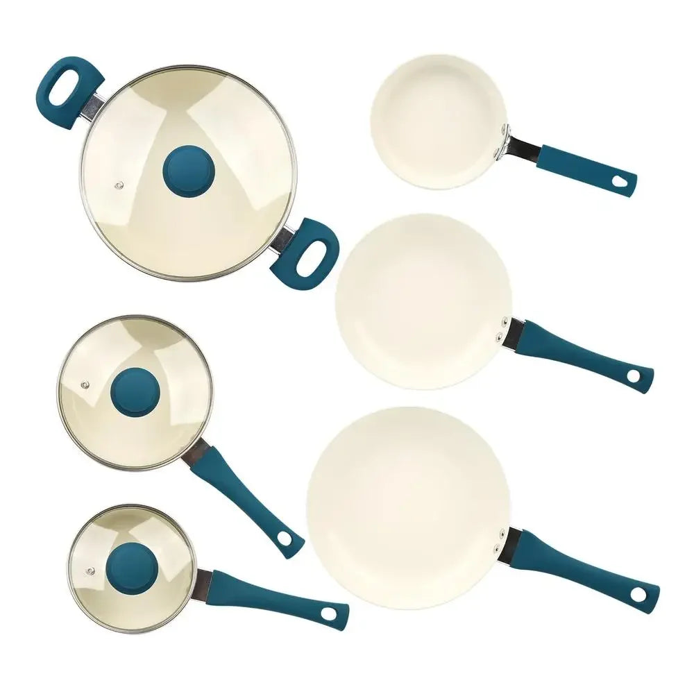 12 Piece Corsair Blue Nonstick Aluminum Cookware Set Home Kitchen Utensil Collection