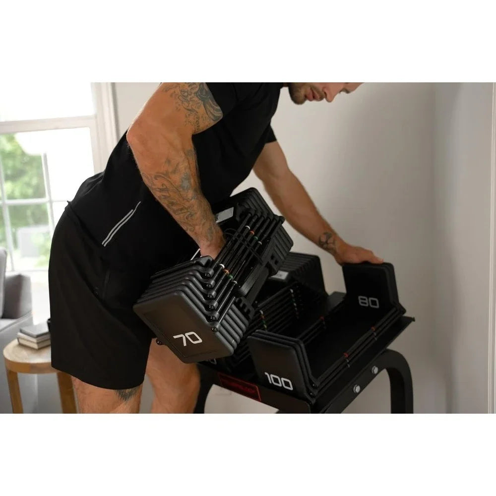 100 Adjustable Dumbbell Single Unit 5-100 Pounds Durable Steel Innovative Workout Equipment