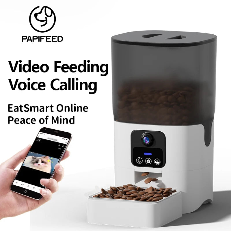 Papifeed Automatic Cat Feeder Smart WiFi Timed Pet Food Dispenser 6L for Cats and Dogs