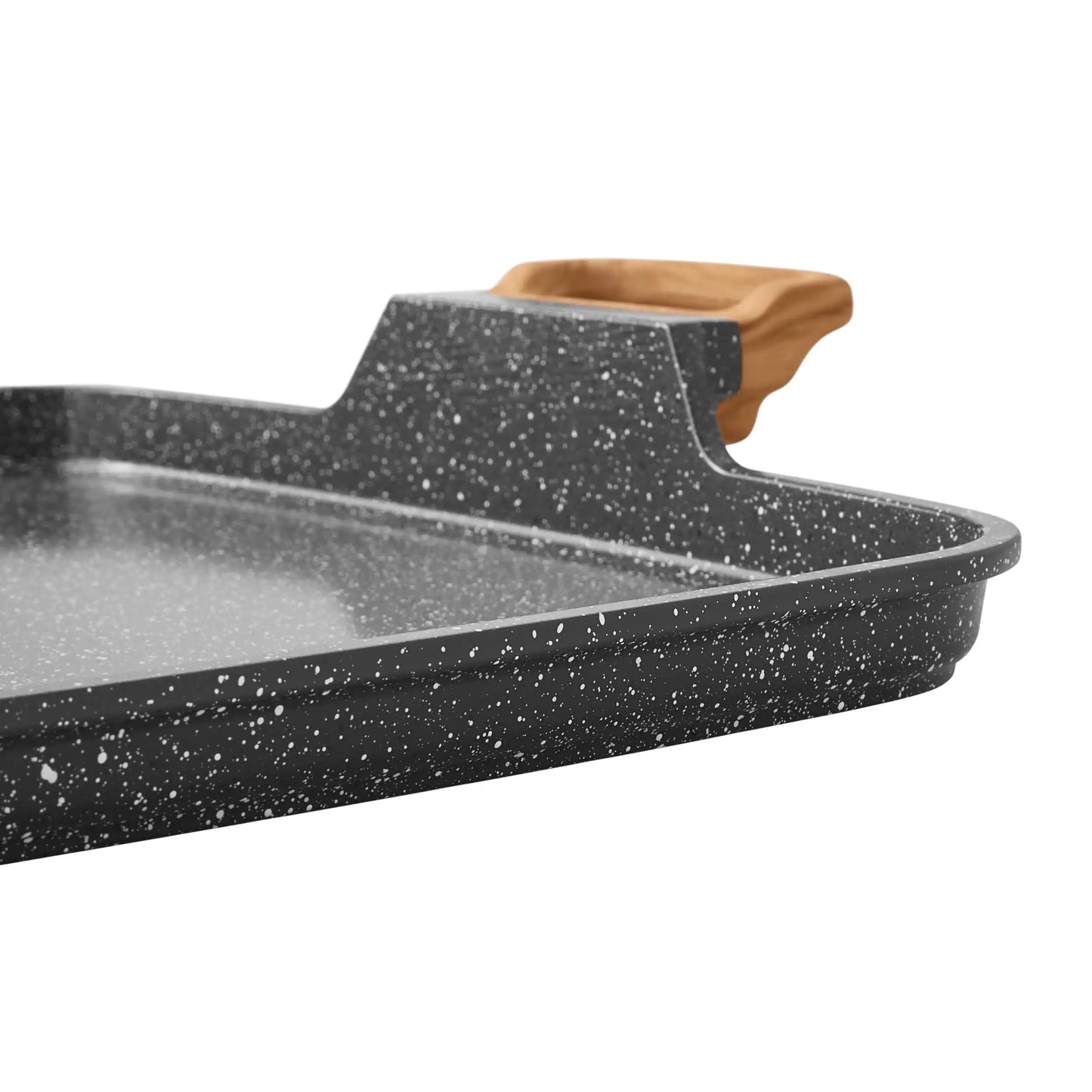 Cast Aluminum Double Griddle Charcoal Grey Speckled Easy Cooking and Cleaning Everyday Kitchen Use
