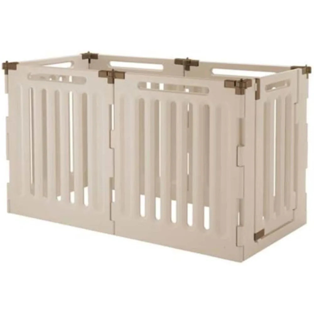 Convertible Indoor Outdoor Pet Playpen Large Soft Tan Mocha 3 in 1 Freestanding Gate and Room Divider