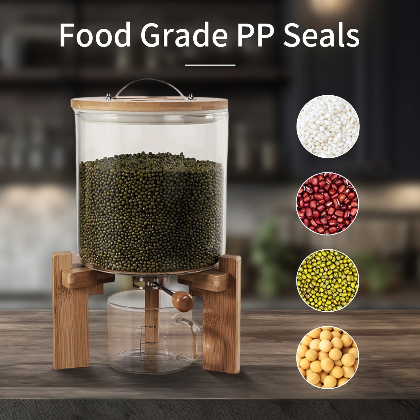 Flour And Cereal Container 5L 7.5L Rice Dispenser Glass Food Storage For Kitchen Organization