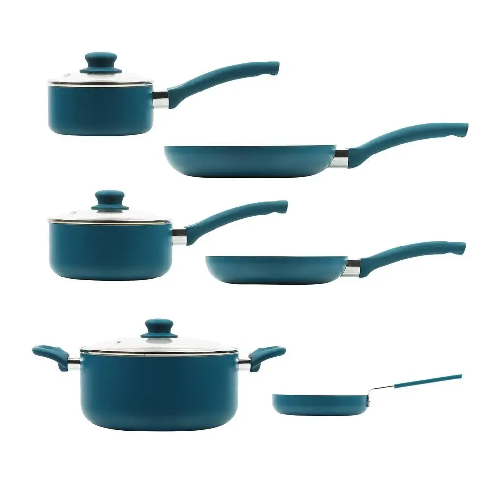 12 Piece Corsair Blue Nonstick Aluminum Cookware Set Home Kitchen Utensil Collection