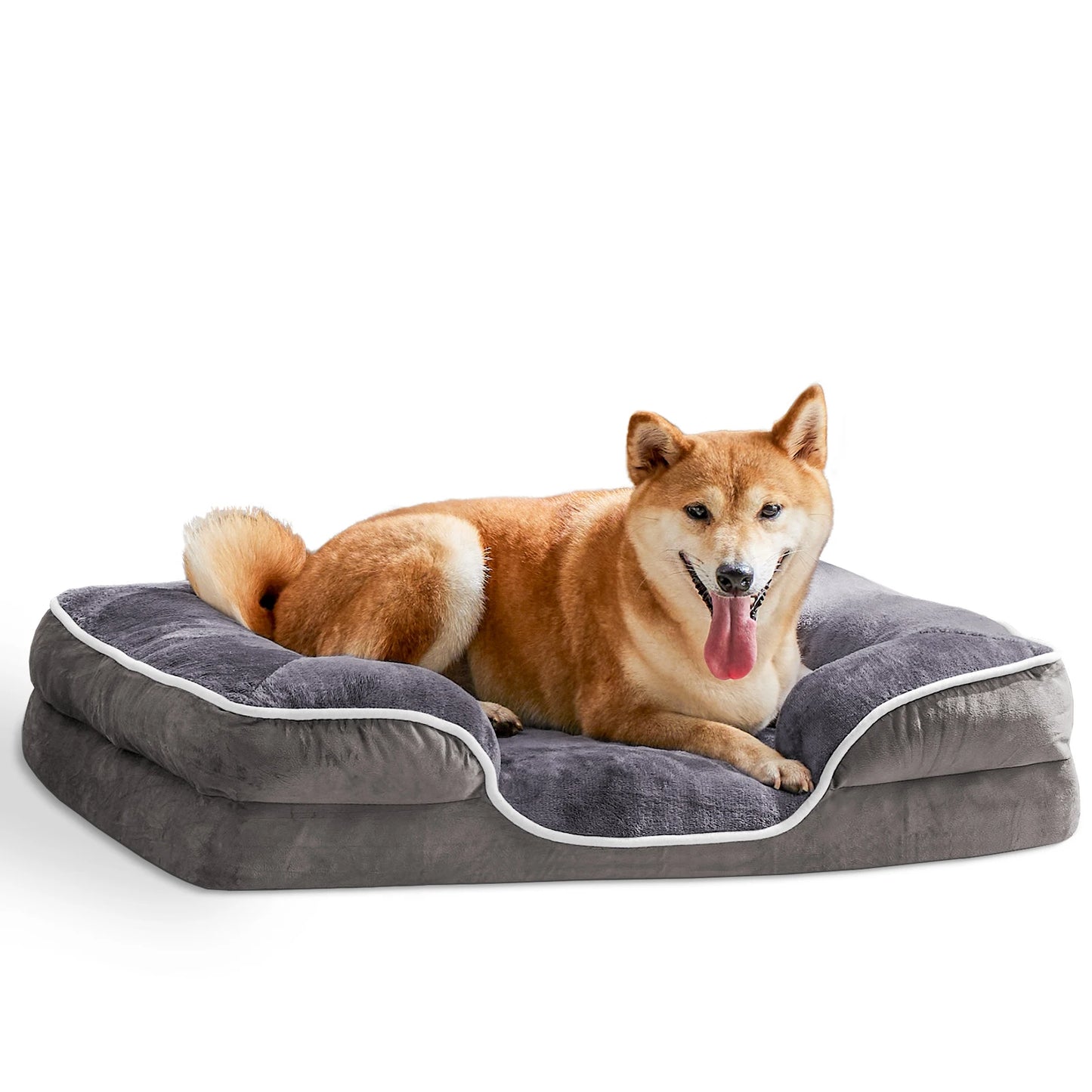 Orthopedic Calming Dog Bed for Medium to Large Dogs Washable Round Fluffy Plush Faux Fur Anti-Slip Pet Bed