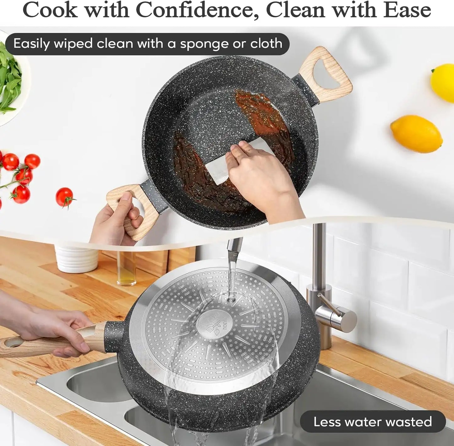 XMSJH Granite Cookware 11 Piece Nonstick Pots And Pans Set