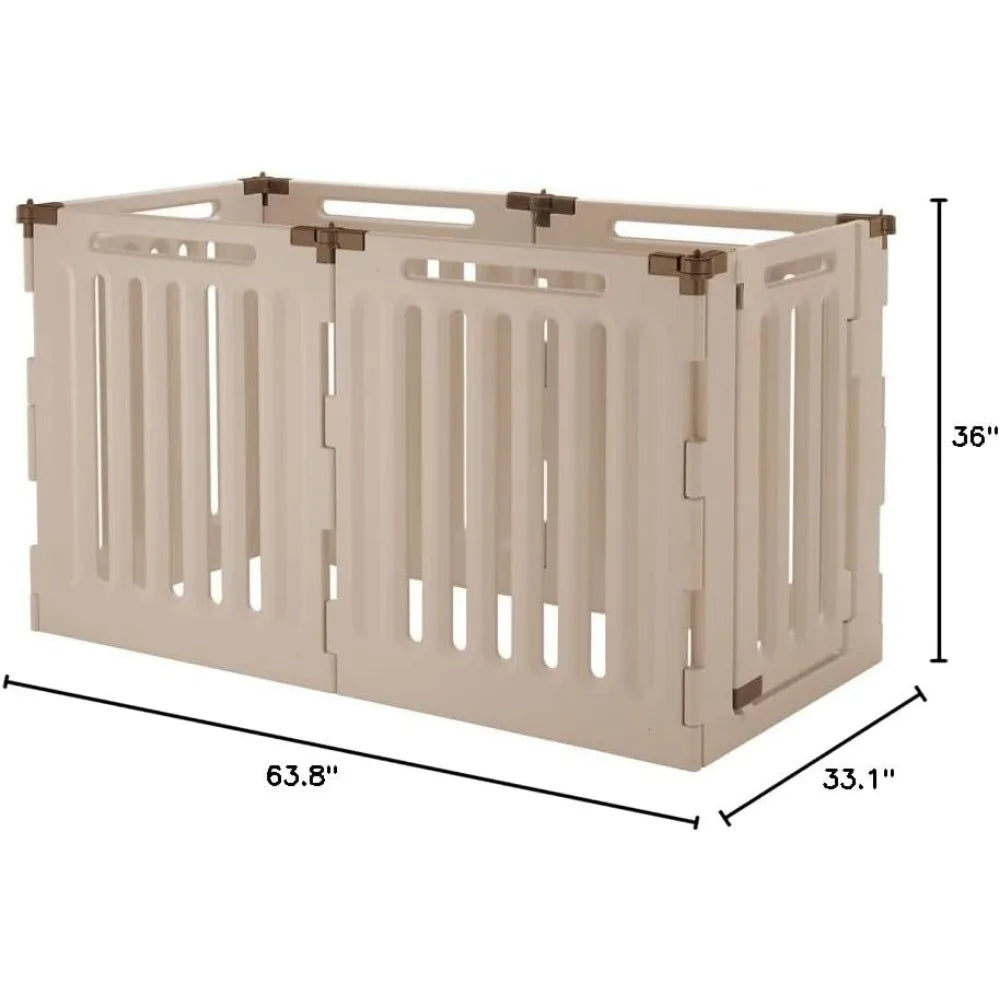 Convertible Indoor Outdoor Pet Playpen Large Soft Tan Mocha 3 in 1 Freestanding Gate and Room Divider