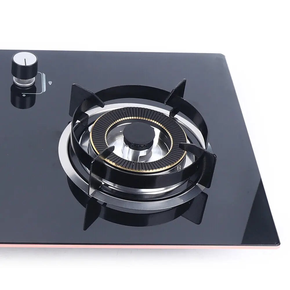 Gas Cooktop Stoves 2 Burner Built in Natural Gas Stove Tempered Glass Cooktop for Kitchen Cooking Black